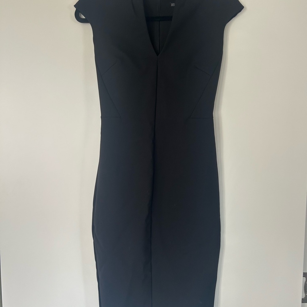 Zara Black Sheath Mini Dress V-neck Cap Sleeve